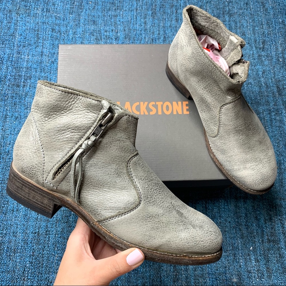 Blackstone JL70 Grey Metallic Genuine Leather Booties Western Ankle Boot 6 Women